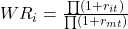 WR_i = \frac{\prod(1+r_{it})}{\prod(1+r_{mt})}